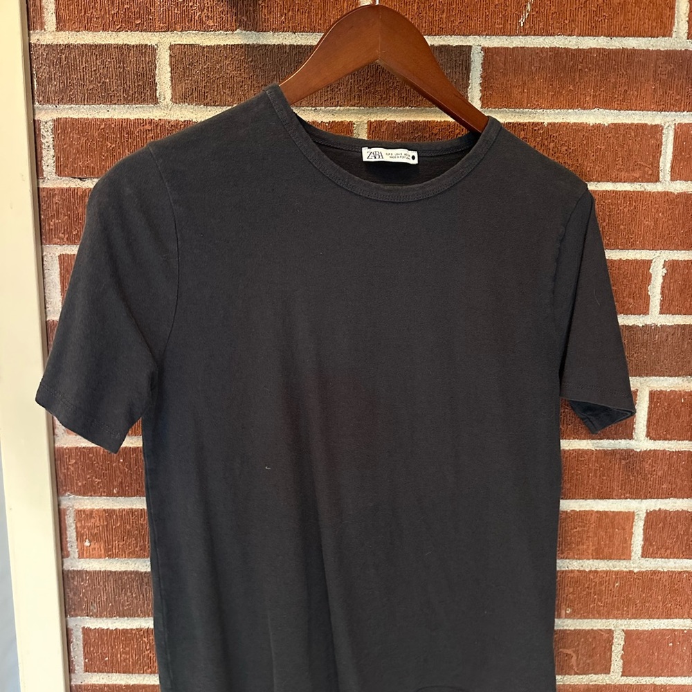 Zara Black Short Sleeve Tee Classic Crew Neck